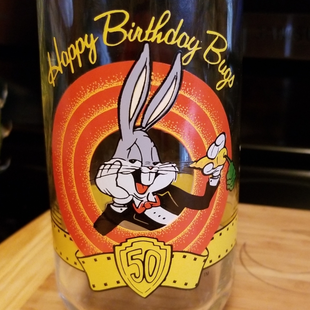 Bugs Bunny 50th birthday glass